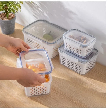 Kit 3 Potes Organizadores Herméticos para Geladeira (600ml/1500ml/3000ml)