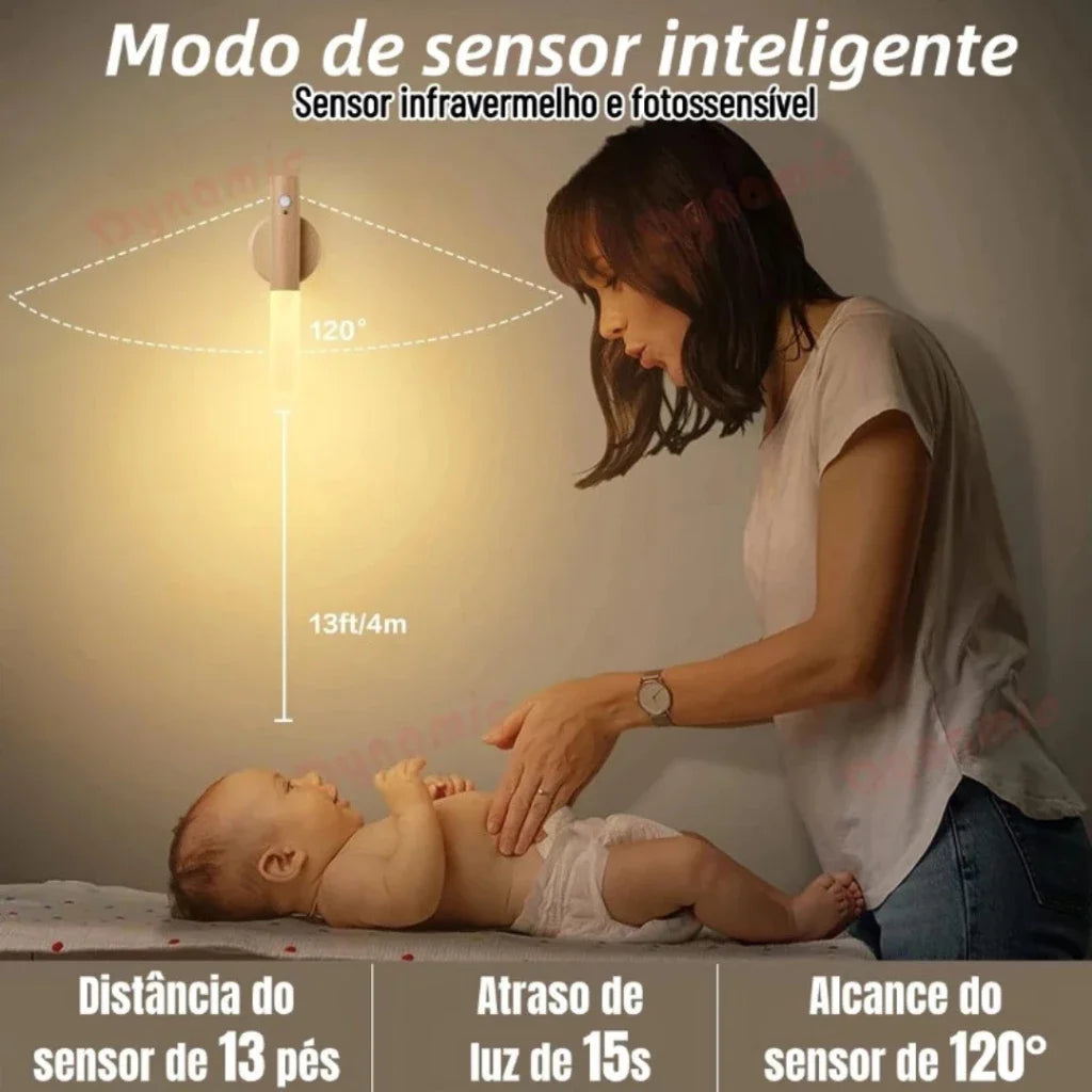 Luminária LED Inteligente com Sensor de Movimento | Luz Sem Fio Recarregável