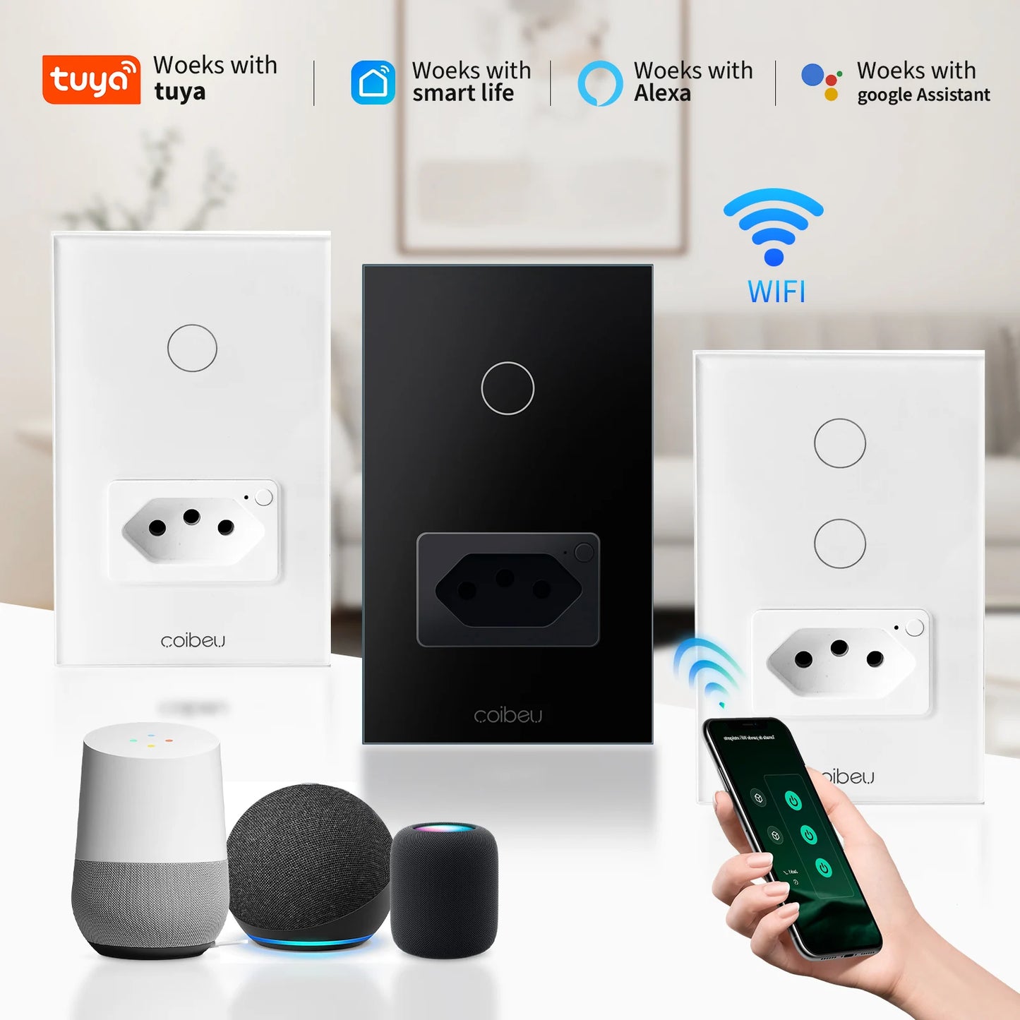Interruptor Inteligente Wi-Fi Compatível com Alexa e Google Home | Controle por Voz | Bivolt