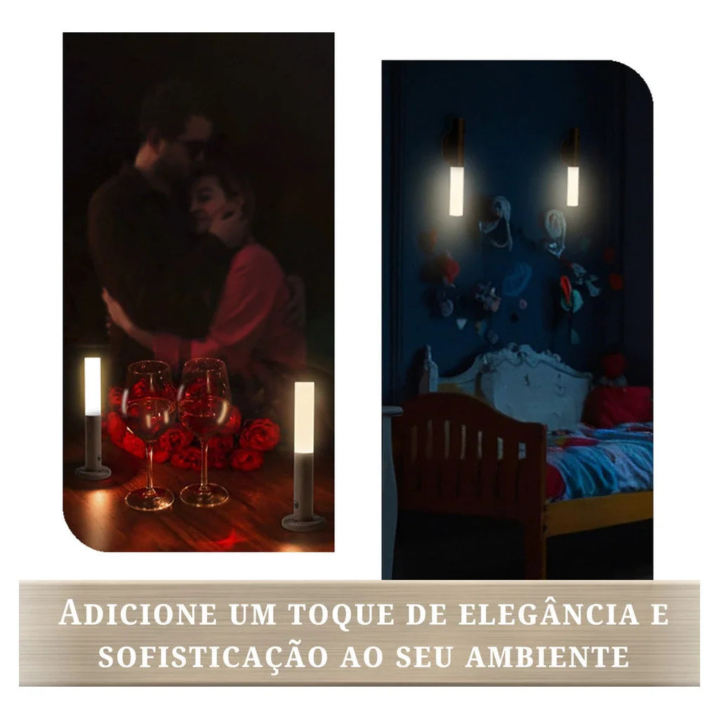 Luminária LED Inteligente com Sensor de Movimento | Luz Sem Fio Recarregável