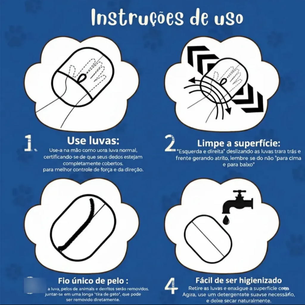 Luva Removedora de Pelos (Limpeza Rápida e Sem Bagunça)