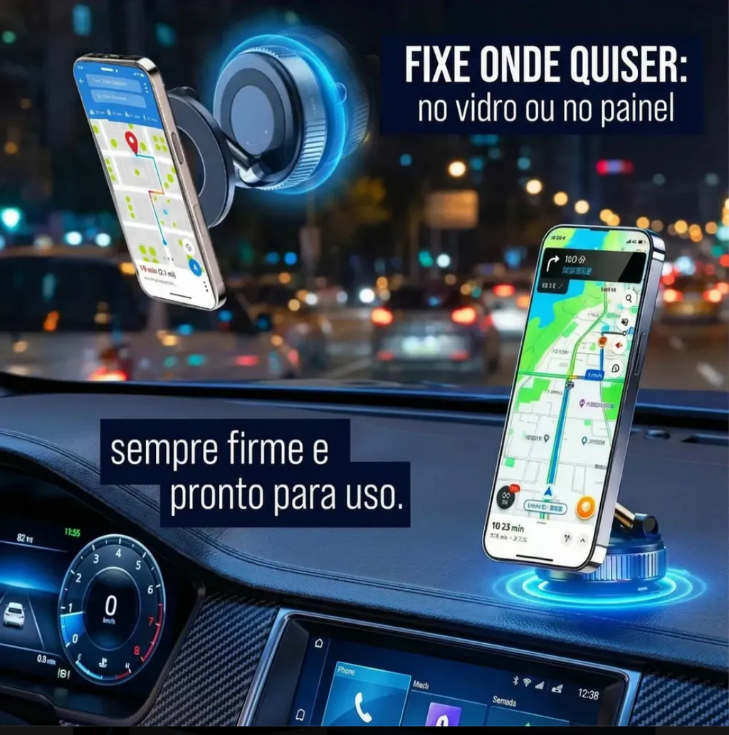 Suporte Magnético para Celular (Fixação Segura no Carro)