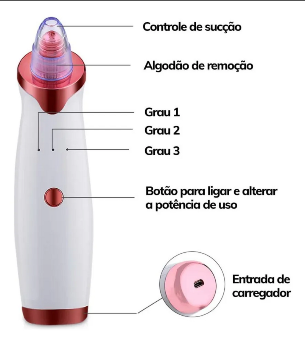 Removedor de Cravos a Vácuo (Pele Limpa em Minutos)